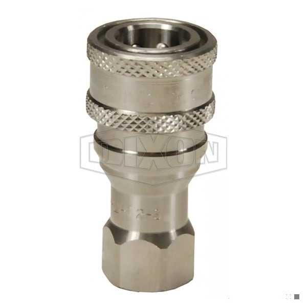 DQC H Industrial Interchange Poppet Valve Female Coupler, 1/4-19 Nominal, Female BSPP, 316 SSss